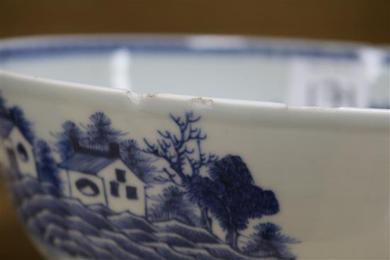 Two 19th century Chinese blue and white bowls 8.5 & 9.5in.